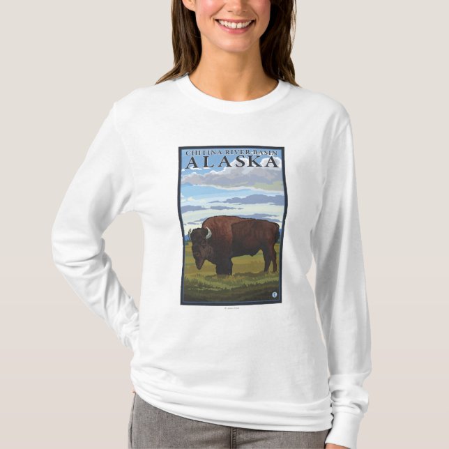 Bison Scene - Chitina River Basin, Alaska T-Shirt (Front)