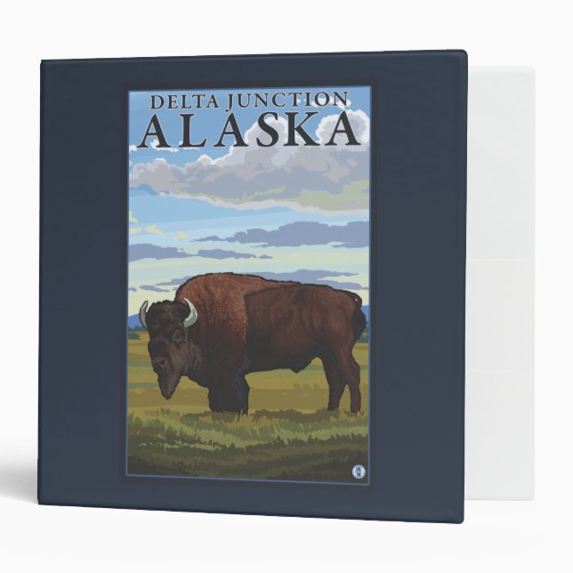Bison Scene - Delta Junction, Alaska 3 Ring Binder (Front/Inside)
