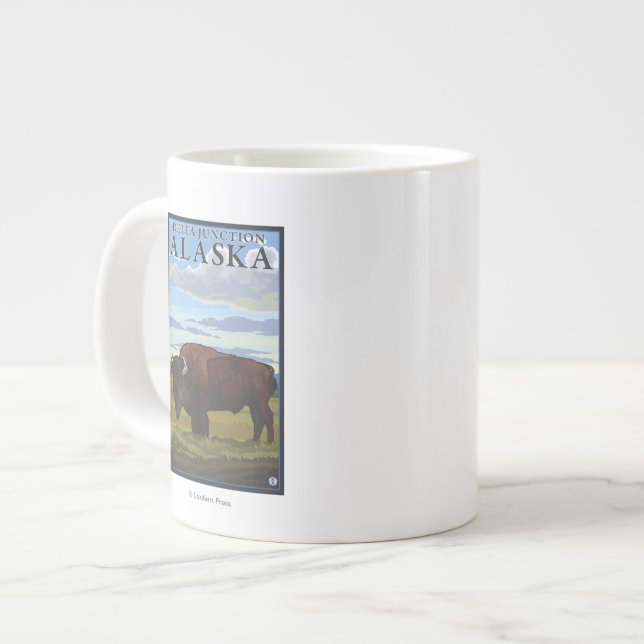 Bison Scene - Delta Junction, Alaska Large Coffee Mug (Front Left)