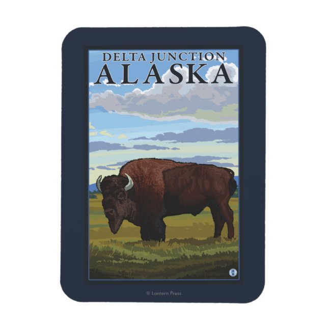 Bison Scene - Delta Junction, Alaska Magnet (Vertical)