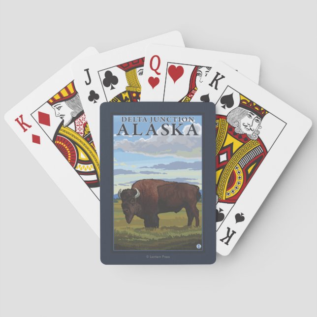 Bison Scene - Delta Junction, Alaska Poker Cards (Back)