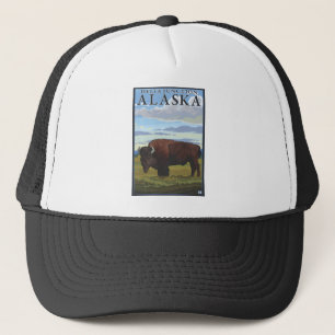 Bison Scene - Delta Junction, Alaska Trucker Hat