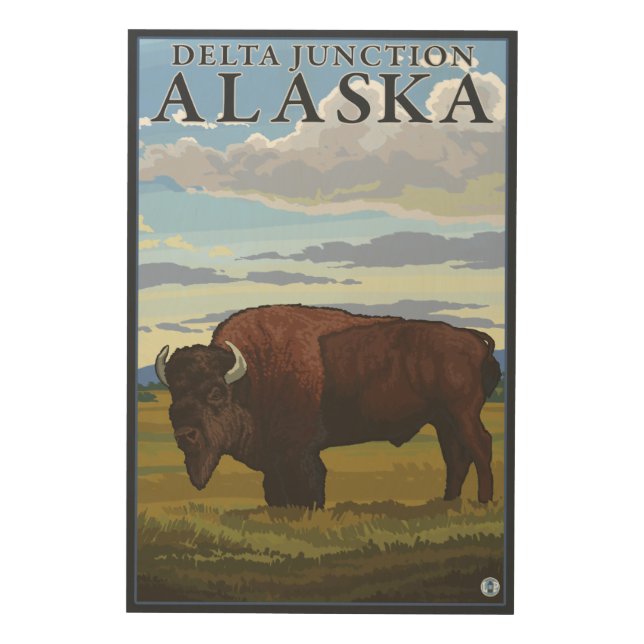 Bison Scene - Delta Junction, Alaska Wood Wall Art (Front)
