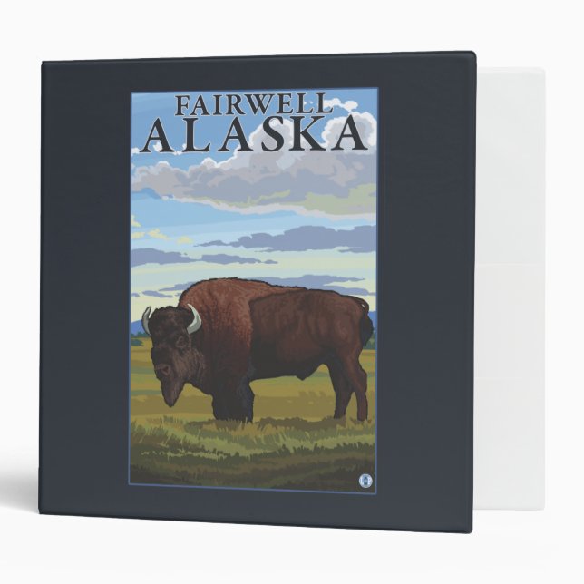 Bison Scene - Fairwell, Alaska 3 Ring Binder (Front/Inside)