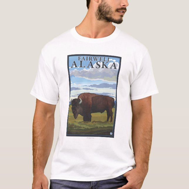 Bison Scene - Fairwell, Alaska T-Shirt (Front)
