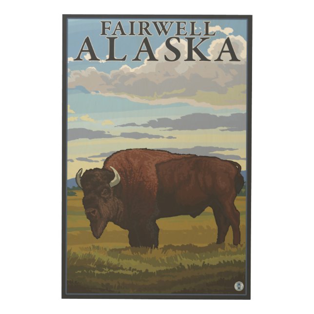 Bison Scene - Fairwell, Alaska Wood Wall Decor (Front)