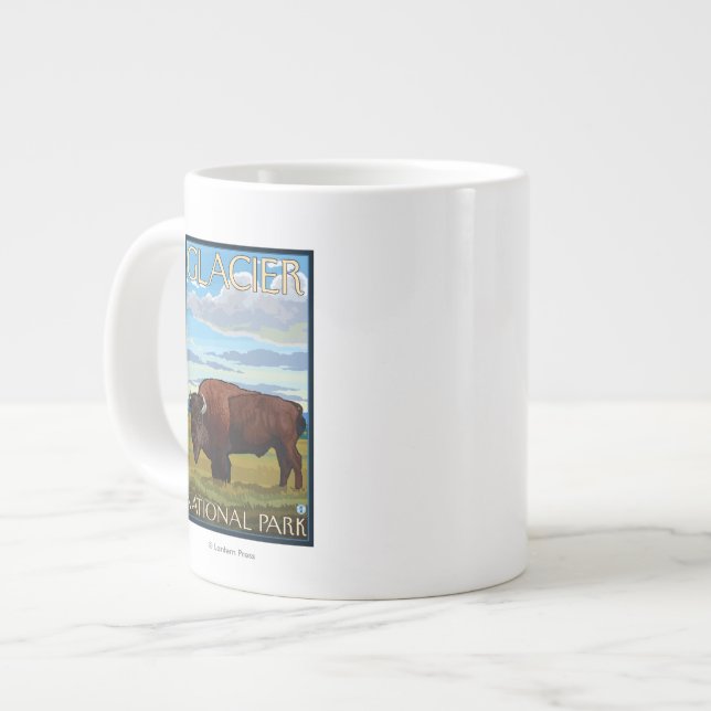 Bison Scene - Glacier National Park, MT Giant Coffee Mug (Front Left)
