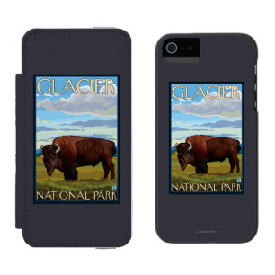 Bison Scene - Glacier National Park, MT iPhone SE/5/5s Wallet Case