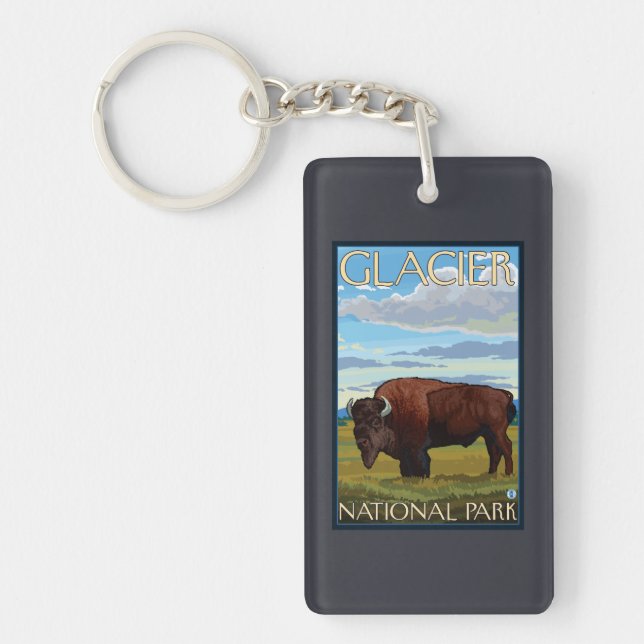 Bison Scene - Glacier National Park, MT Keychain (Front)