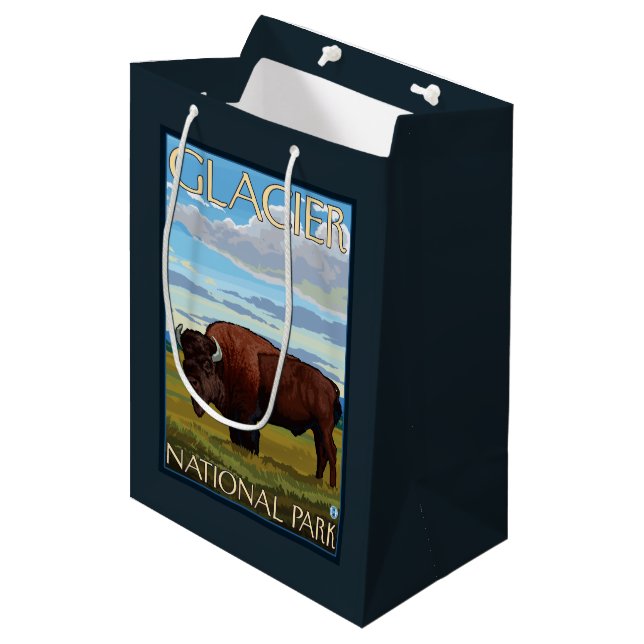 Bison Scene - Glacier National Park, MT Medium Gift Bag (Front Angled)