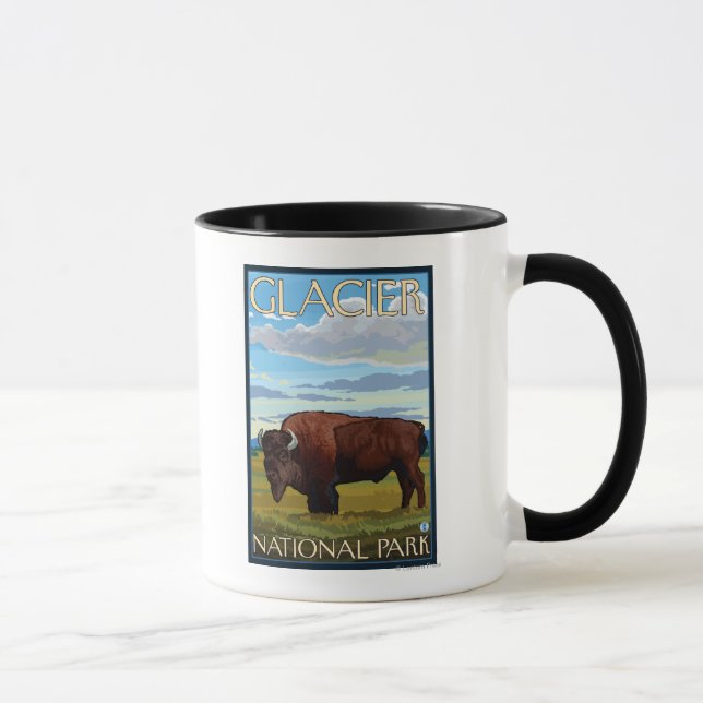 Bison Scene - Glacier National Park, MT Mug (Right)