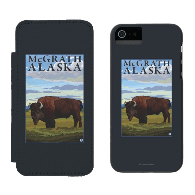 Bison Scene - McGrath, Alaska Incipio iPhone Wallet Case (Side by Side)