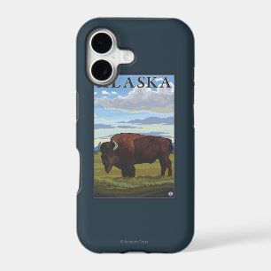 Bison Scene- Vintage Travel Poster iPhone 17 Case