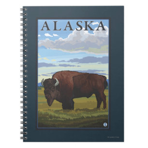 Bison Scene- Vintage Travel Poster Notebook