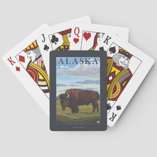 Bison Scene- Vintage Travel Poster Poker Cards (Back)
