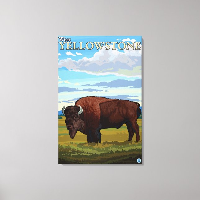 Bison Scene - West Yellowstone, Montana Canvas Print (Front)