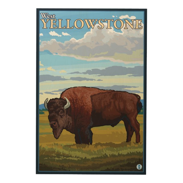 Bison Scene - West Yellowstone, Montana Wood Wall Art (Front)
