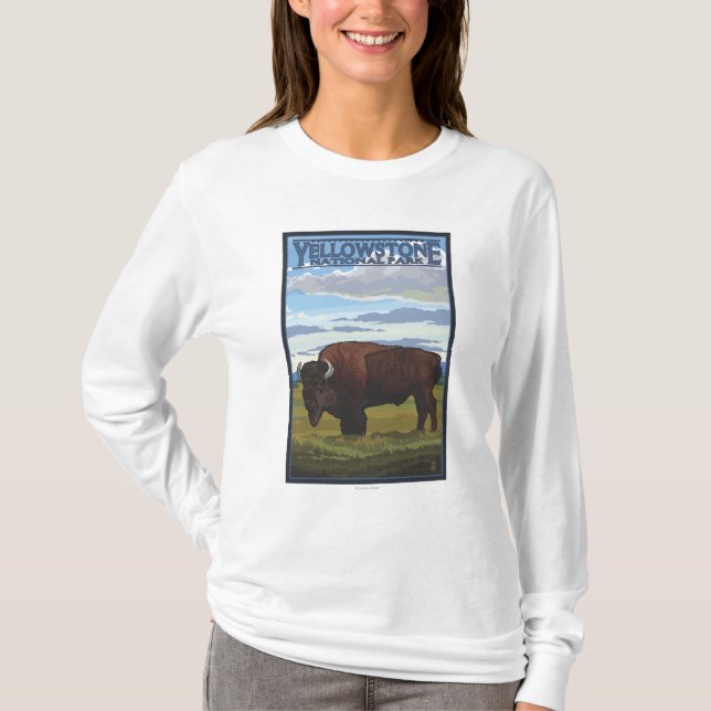 Bison Scene - Yellowstone National Park T-Shirt (Front)
