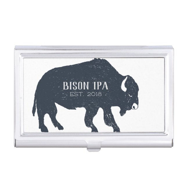 Bison Silhouette Customizable Business Card Case (Front)
