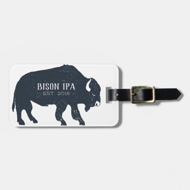 Bison Silhouette Customizable Luggage Tag (Front Horizontal)