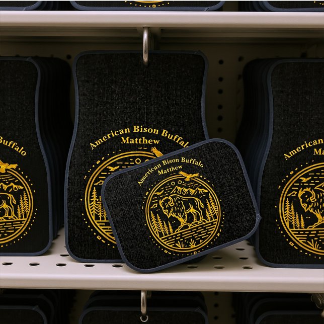 Bison Stands Majestically in a Natural Landscape Car Floor Mat (Creator Uploaded)