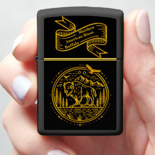 Bison Stands Majestically in a Natural Landscape r Zippo Lighter