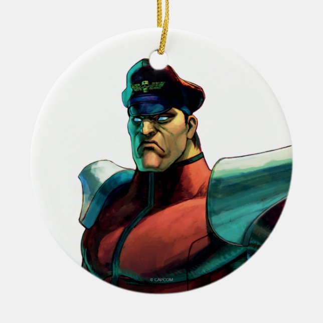 Bison Stare Ceramic Ornament (Front)