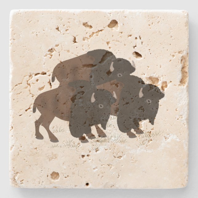 Bison Tavertine Stone Coaster (Front)