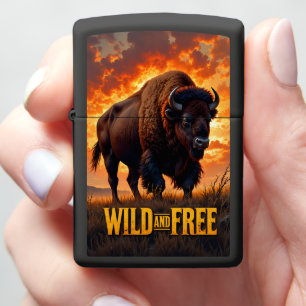Bison Wild Free Sunset Zippo Lighter