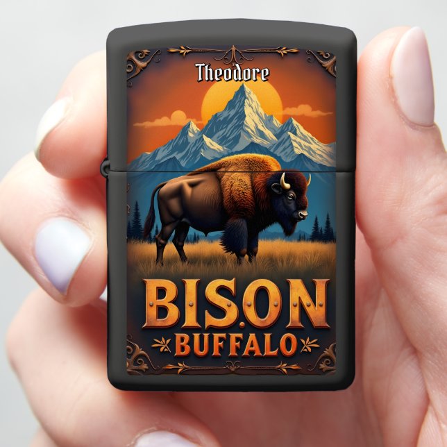 Bison with a View Zippo Lighter (In Hand)