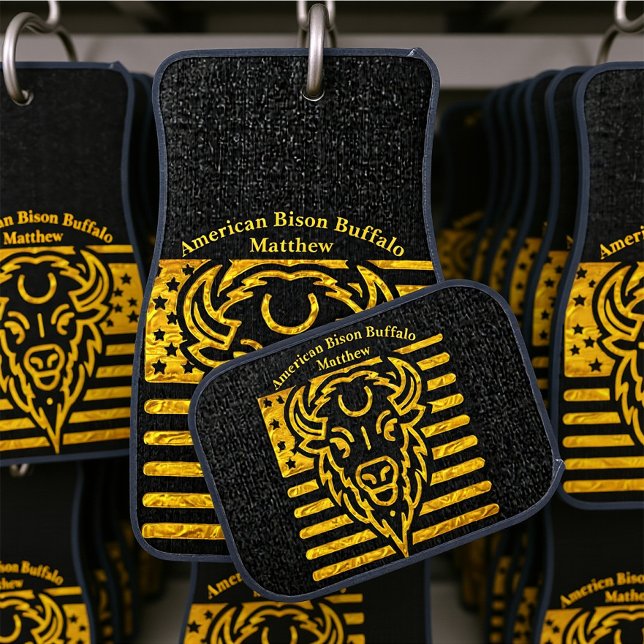 Bison With American Flag Background Car Floor Mat (Creator Uploaded)