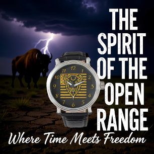 Bison With American Flag Background Watch