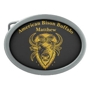 Bison With Bandana in Graphic Style Artwork Belt Buckle