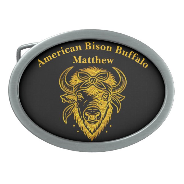 Bison With Bandana in Graphic Style Artwork Belt Buckle (Front)