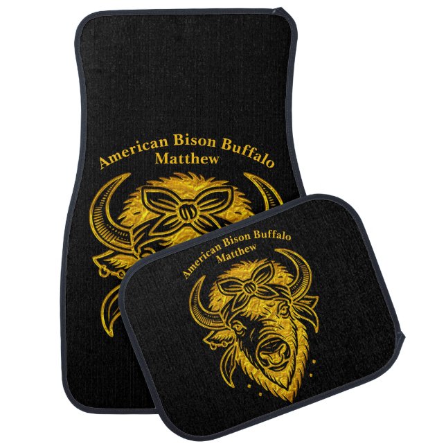 Bison With Bandana in Graphic Style Artwork Car Floor Mat (Set)