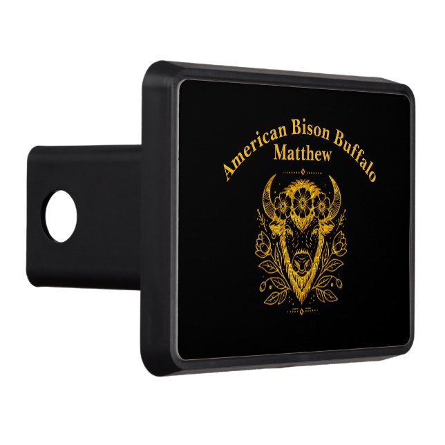Bison With Floral Crown in Intricate Design Hitch Cover (Right)