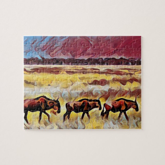 Bisons Home On The Range Popart, Jigsaw Puzzle (Horizontal)