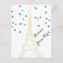 Bisous from Paris Postcard