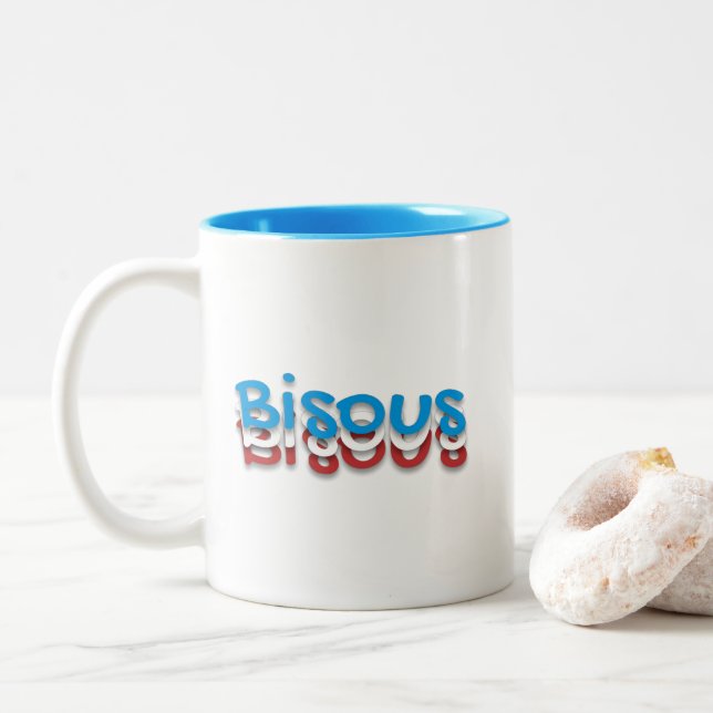 Bisous (kisses) Two-Tone coffee mug (With Donut)