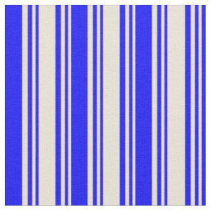 Bisque and Blue Lines/Stripes Pattern Fabric
