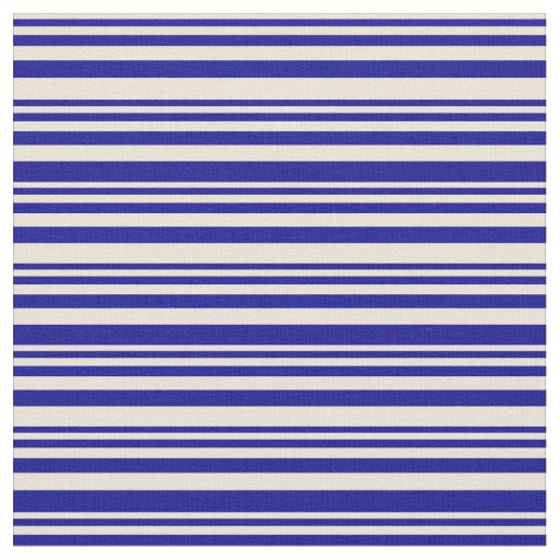 Bisque and Dark Blue Lined Pattern Fabric