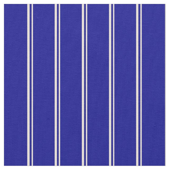 Bisque and Dark Blue Lined/Striped Pattern Fabric (Close Up)