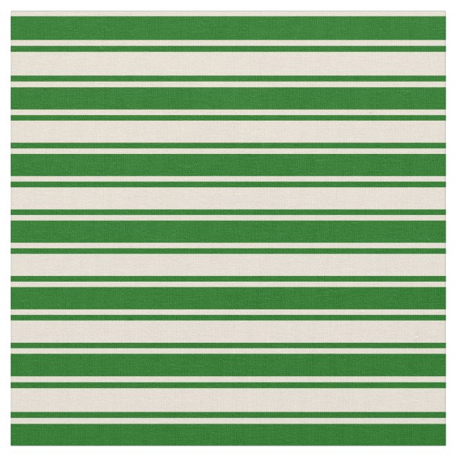 Bisque and Dark Green Lines Fabric (Close Up)