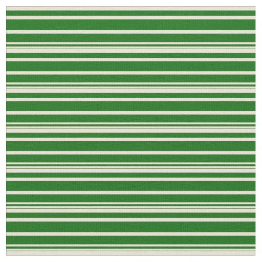 Bisque and Dark Green Stripes Pattern Fabric
