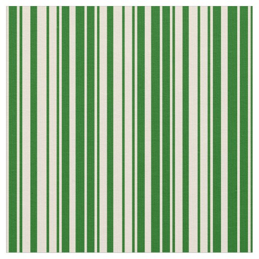 Bisque and Dark Green Stripes Pattern Fabric