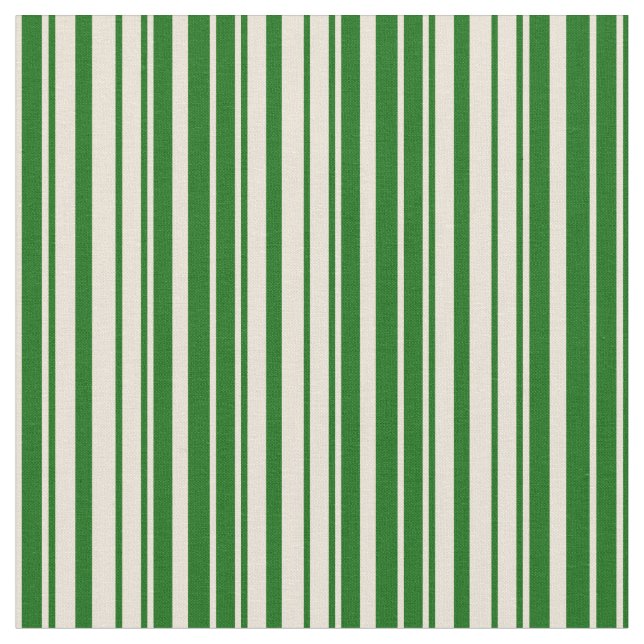 Bisque and Dark Green Stripes Pattern Fabric (Close Up)