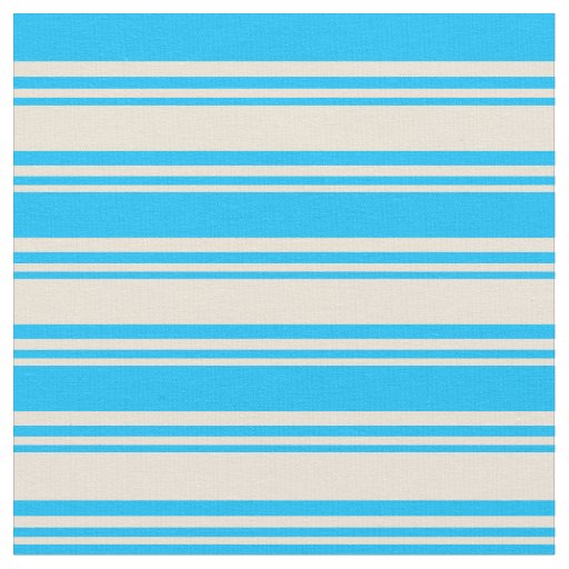 Bisque and Deep Sky Blue Stripes Fabric