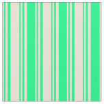[ Thumbnail: Bisque and Green Colored Striped/Lined Pattern Fabric ]
