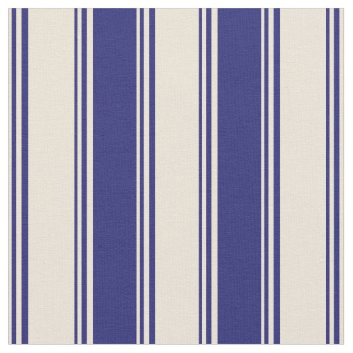 Bisque and Midnight Blue Stripes/Lines Pattern Fabric