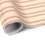 [ Thumbnail: Bisque and Red Colored Pattern of Stripes Wrapping Paper ]